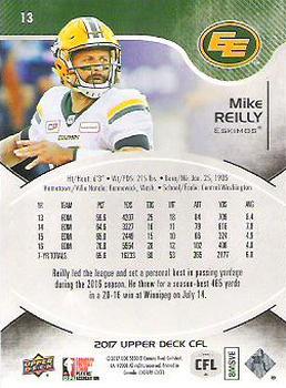2017 Upper Deck CFL #13 Mike Reilly Back