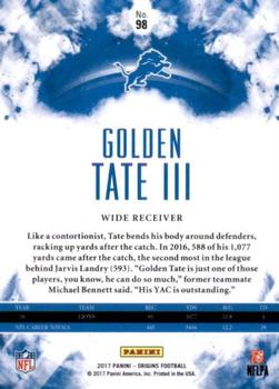 2017 Panini Origins - Blue #98 Golden Tate III Back