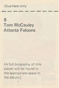 1971 NFLPA Wonderful World Stamps #8 Tom McCauley Back
