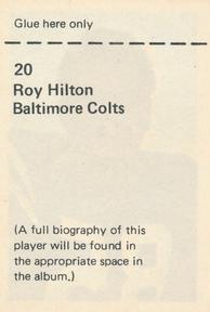 1971 NFLPA Wonderful World Stamps #20 Roy Hilton Back