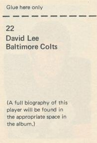 1971 NFLPA Wonderful World Stamps #22 David Lee Back