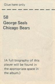 1971 NFLPA Wonderful World Stamps #58 George Seals Back
