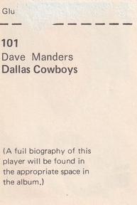 1971 NFLPA Wonderful World Stamps #101 Dave Manders Back