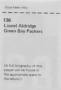 1971 NFLPA Wonderful World Stamps #136 Lionel Aldridge Back