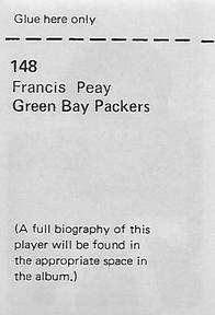 1971 NFLPA Wonderful World Stamps #148 Francis Peay Back