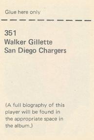 1971 NFLPA Wonderful World Stamps #351 Walker Gillette Back