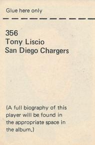 1971 NFLPA Wonderful World Stamps #356 Tony Liscio Back