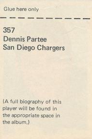 1971 NFLPA Wonderful World Stamps #357 Dennis Partee Back