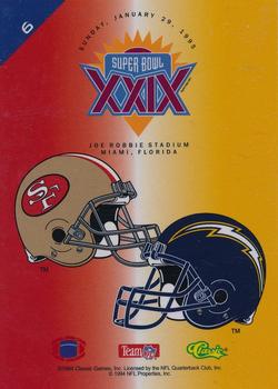 1995 Classic NFL Experience Super Bowl XXIX #6 Stan Humphries Back