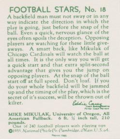 1985 1935 National Chicle (reprint) #18 Mike Mikulak Back