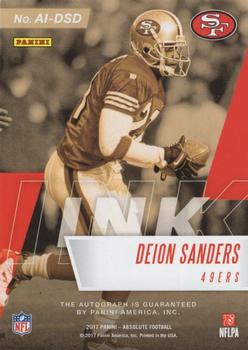 2017 Panini Absolute - Absolute Ink Jersey Number #AI-DSD Deion Sanders Back