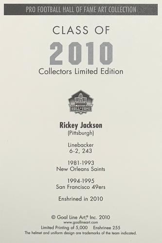 2010 Goal Line Hall of Fame Art Collection #255 Rickey Jackson Back