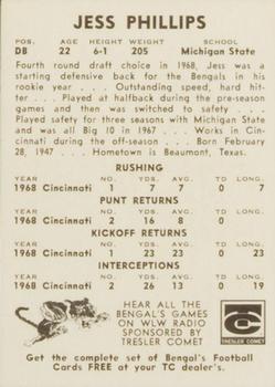 1969 Tresler Comet Cincinnati Bengals #NNO Jess Phillips Back