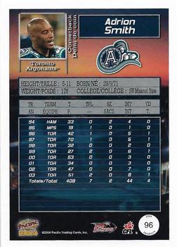 2004 Pacific CFL #96 Adrion Smith Back