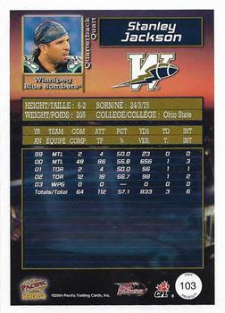 2004 Pacific CFL #103 Stanley Jackson Back