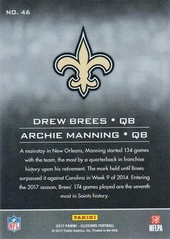 2017 Panini Illusions #46 Archie Manning / Drew Brees Back