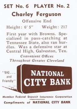 1961 National City Bank Cleveland Browns - Set No. 6 #2 Charley Ferguson Back