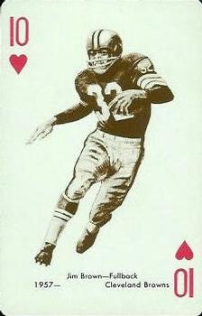 1963 Stancraft Playing Cards - Green Backs #10♥ Jim Brown Front