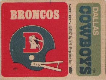 1975 Fleer Football Patches #NNO Denver Broncos Helmet / Dallas Cowboys Name Front