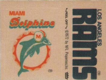 1975 Fleer Football Patches #NNO Miami Dolphins Logo / Los Angeles Rams Name Front