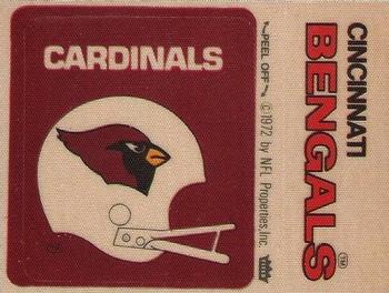 1975 Fleer Football Patches #NNO St. Louis Cardinals Helmet / Cincinnati Bengals Name Front