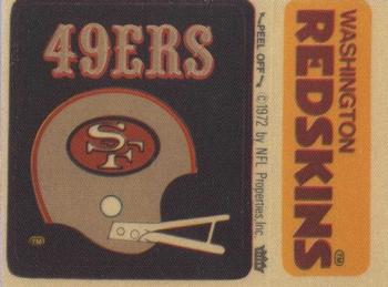1975 Fleer Football Patches #NNO San Francisco 49ers Helmet / Washington Redskins Name Front