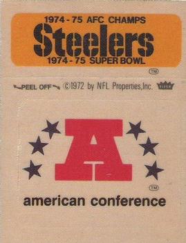 1975 Fleer Football Patches #NNO American Football Conference Logo / AFC and Super Bowl Champions Pittsburgh Steelers Front