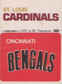 1972 Fleer Football Patches #NNO Cincinnati Bengals Logo / St. Louis Cardinals Name Front
