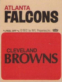 1972 Fleer Football Patches #NNO Cleveland Browns Logo / Atlanta Falcons Name Front