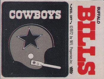 1972 Fleer Football Patches #NNO Dallas Cowboys Helmet / Buffalo Bills Name Front