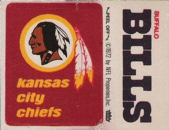 1972 Fleer Football Patches #NNO Kansas City Chiefs Logo / Buffalo Bills Name Front