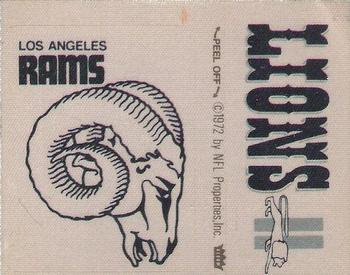 1972 Fleer Football Patches #NNO Los Angeles Rams Logo / Detroit Lions Name Front
