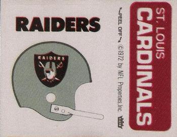 1972 Fleer Football Patches #NNO Oakland Raiders Helmet / St. Louis Cardinals Name Front
