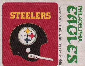 1972 Fleer Football Patches #NNO Pittsburgh Steelers Helmet / Philadelphia Eagles Name Front