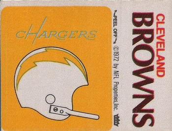 1972 Fleer Football Patches #NNO San Diego Chargers Helmet / Cleveland Browns Name Front