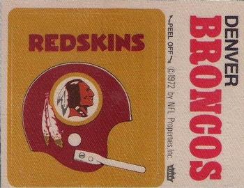 1972 Fleer Football Patches #NNO Washington Redskins Helmet / Denver Broncos Name Front
