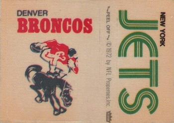 1973 Fleer Football Patches #NNO Denver Broncos Logo / New York Jets Name Front