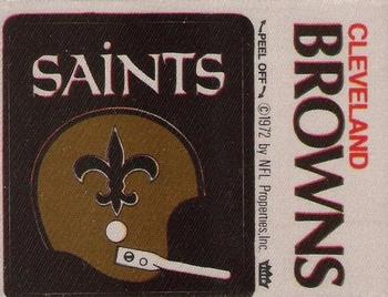 1973 Fleer Football Patches #NNO New Orleans Saints Helmet / Cleveland Browns Name Front