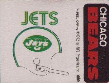 1973 Fleer Football Patches #NNO New York Jets Helmet / Chicago Bears Name Front