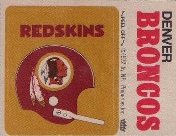 1973 Fleer Football Patches #NNO Washington Redskins Helmet / Denver Broncos Name Front