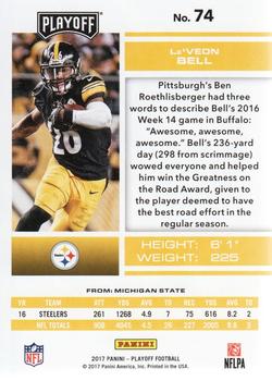 2017 Panini Playoff #74 Le'Veon Bell Back