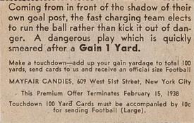 1937 Mayfair Candies Touchdown 100 Yards (R343) #NNO Coming from in front… Back