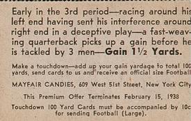 1937 Mayfair Candies Touchdown 100 Yards (R343) #NNO Early in the third… Back
