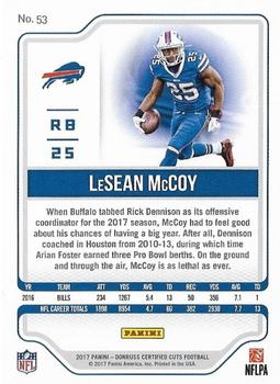 2017 Donruss Certified Cuts - Silver #53 LeSean McCoy Back