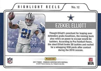2017 Donruss Certified Cuts - Highlight Reels #12 Ezekiel Elliott Back