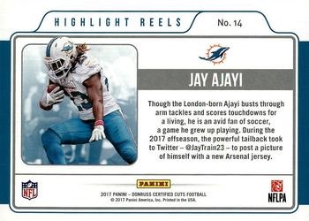 2017 Donruss Certified Cuts - Highlight Reels #14 Jay Ajayi Back