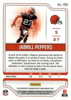 2017 Donruss Certified Cuts - Rookie Scripts #180 Jabrill Peppers Back