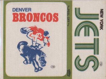 1976 Fleer Football Patches #NNO Denver Broncos Logo / New York Jets Name Front