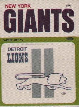 1976 Fleer Football Patches #NNO Detroit Lions Logo / New York Giants Name Front