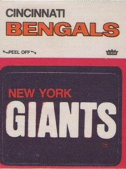 1976 Fleer Football Patches #NNO New York Giants Logo / Cincinnati Bengals Name Front
